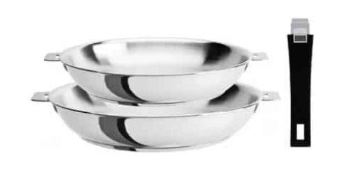 2 POELES HAUTES MUTINE INOX 24 ET 28 CM