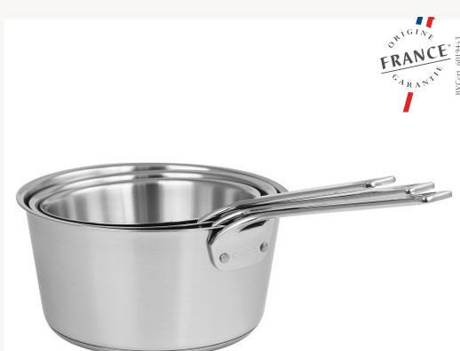 SERIE DE 3 CASSEROLES INOX BROSSE 1826