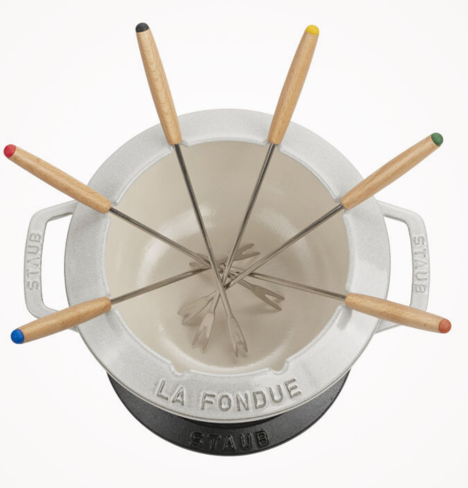 Service à fondue en fonte montagne