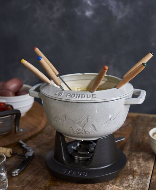 Service à fondue en fonte montagne