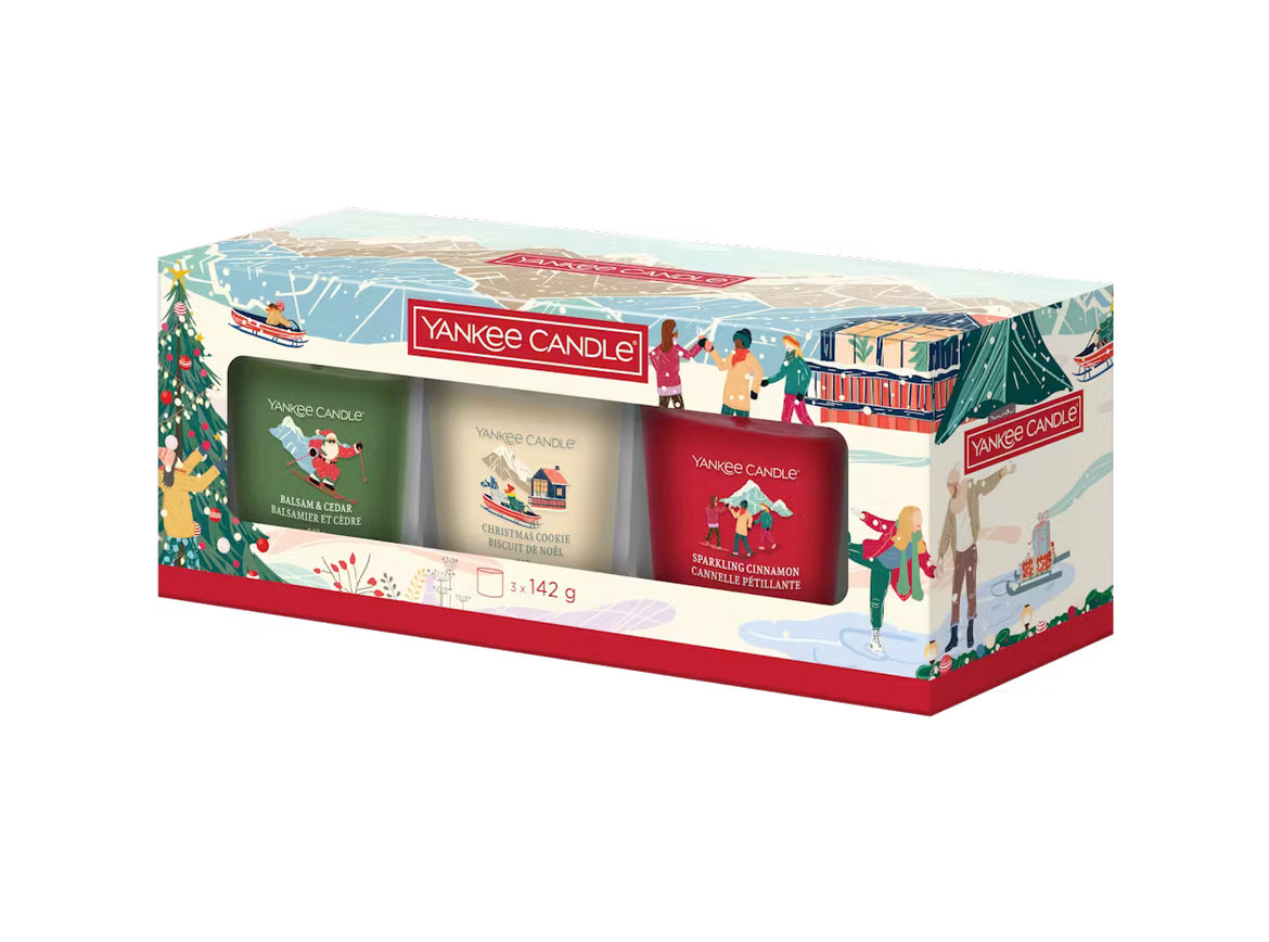 Coffret YANKEE CANDLE de 3 bougies timbale en verre collection Noël
