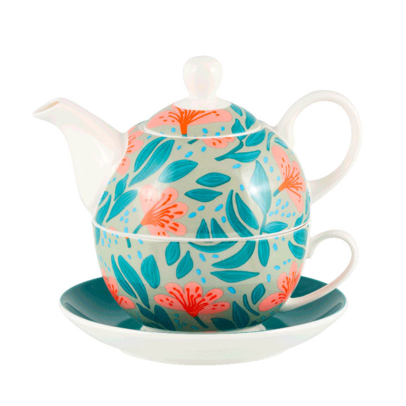 THEIERE ET TASSE SOLITAIRE FLEURS DE CERISIERS