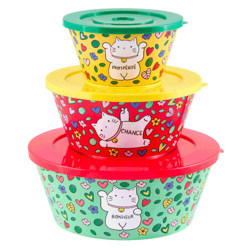 SALADIERS  X3 EMPILABLES chat bonheur